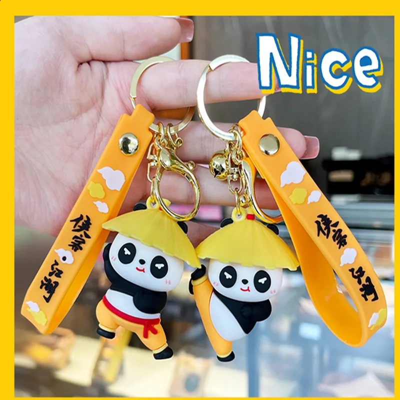 Cute Kawaii 3D Panda Doll KeyChain Creative PVC Soft Epoxy Glue Kids Women Girl Key Ring Bag Car Phone Pendant Gift