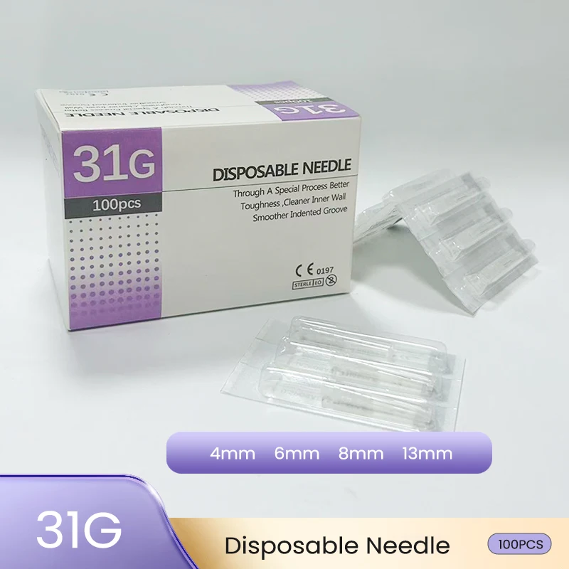 

Hot Sale Disposable 31g Needle Painless Small 31G 4mm 6mm 8mm 13mm Syringe Hand Injection Tool