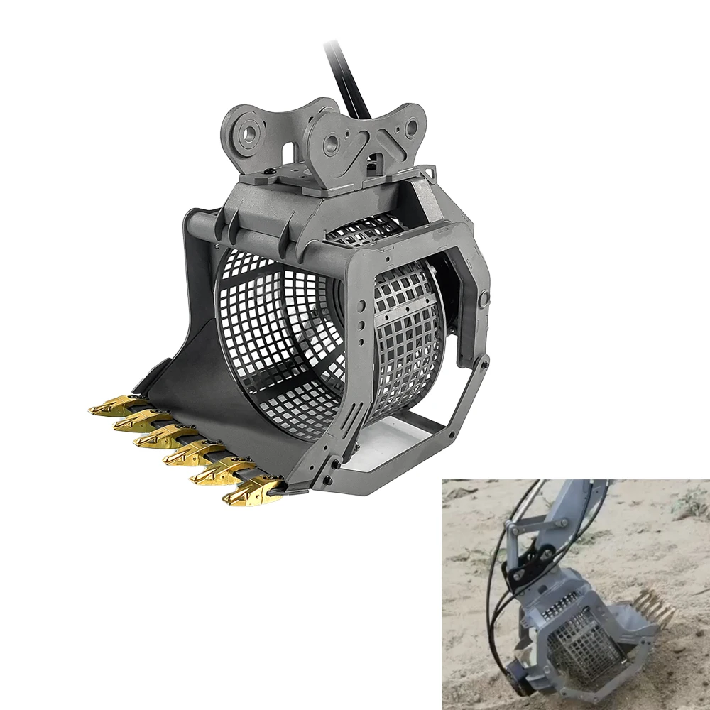 

1/14 Metal Sieve Wash Bucket Hydraulic Motor Accessories for LESU 374F RC Excavator TOUCAN RC HOBBY Earth Digger Model