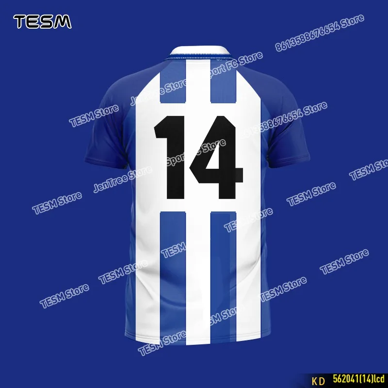 

TESM Men Striped Polo Shirt Breathable Football Sports T-Shirt Gym Workout Top Summer Street Collared Casual Tee