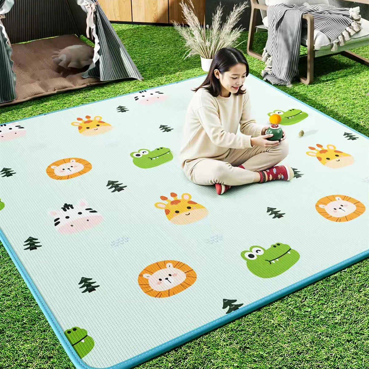 Kids Education Rug - 無毒ベビー用クロールプレイマット 10種類のスタイルと5サイズ 新EPE厚手折りたたみ式カーペットプレイマット 子供用マット 安全キッズラグ