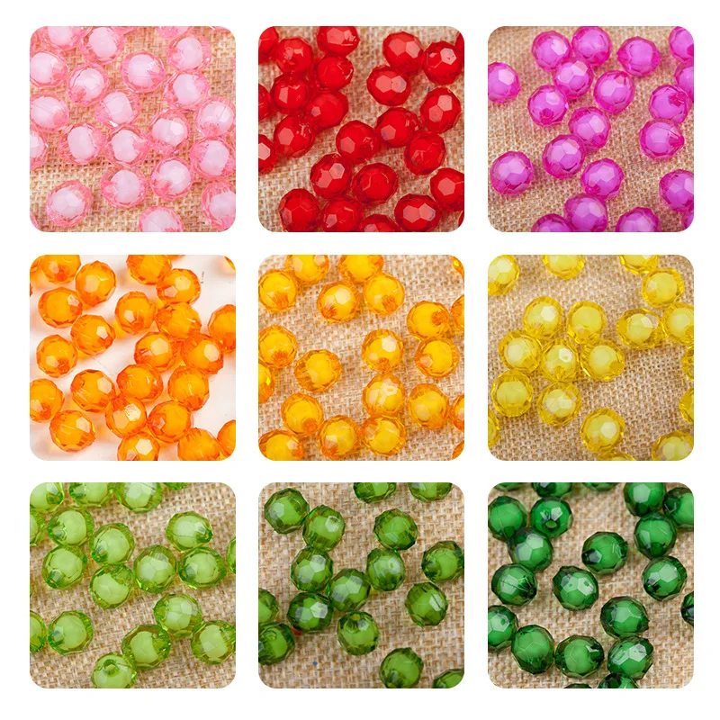 500Pcs 8mm Colored Beads in Beads Acrylic Angle Beads DIY Crafts String Loose Bead Necklace Earrings Bracelet Knitting Ornament