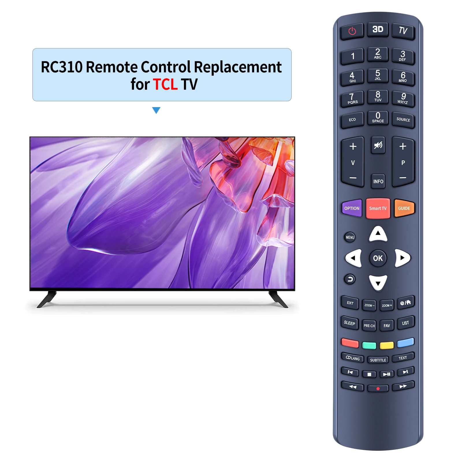 Remote control Universal Rc310 Rc311 06‑5FHW53‑A013X for TCL 51013004746 TV