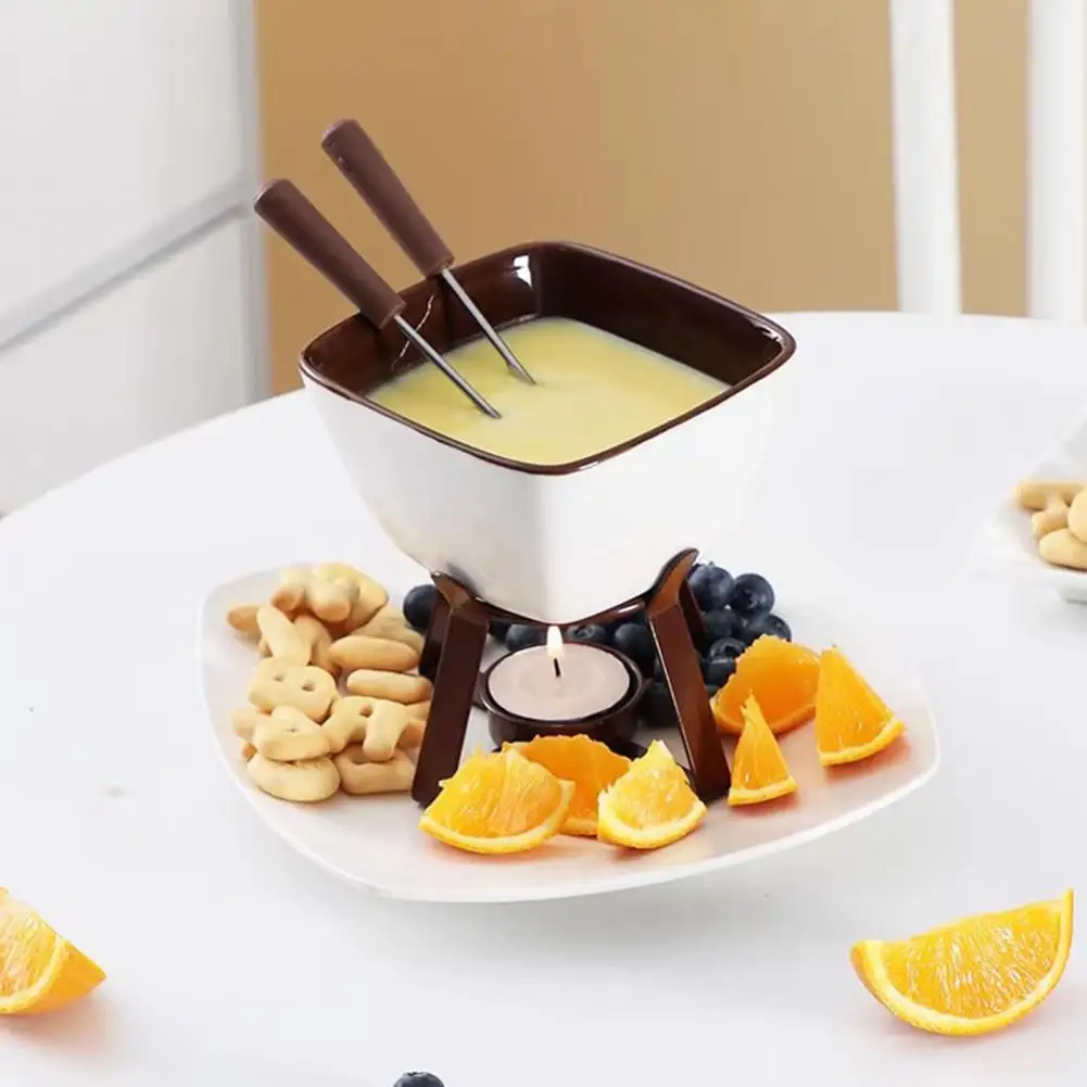 

300ml Chocolate Melting Cups Candle Ceramic Chocolate Fondue Mugs Set with Forks for Melting Cheese Butter for Chocolate