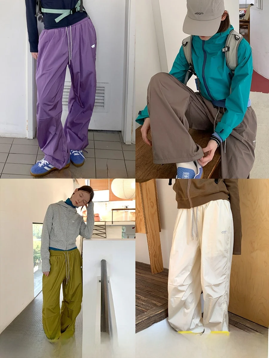 Quick Dry Outdoor Casual Lightweight Hiking Trousers Women's Loose Fit Long Pants Side Zipper Cargo Pants Polyester Fiber