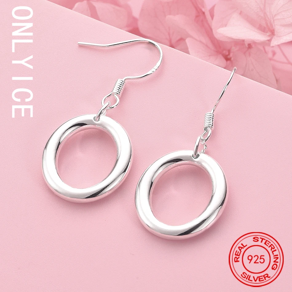 

Hot 925 Sterling Silver Beautiful Circle Earrings Fashion Designer Jewelry Party Wedding Accessories Holiday Gift