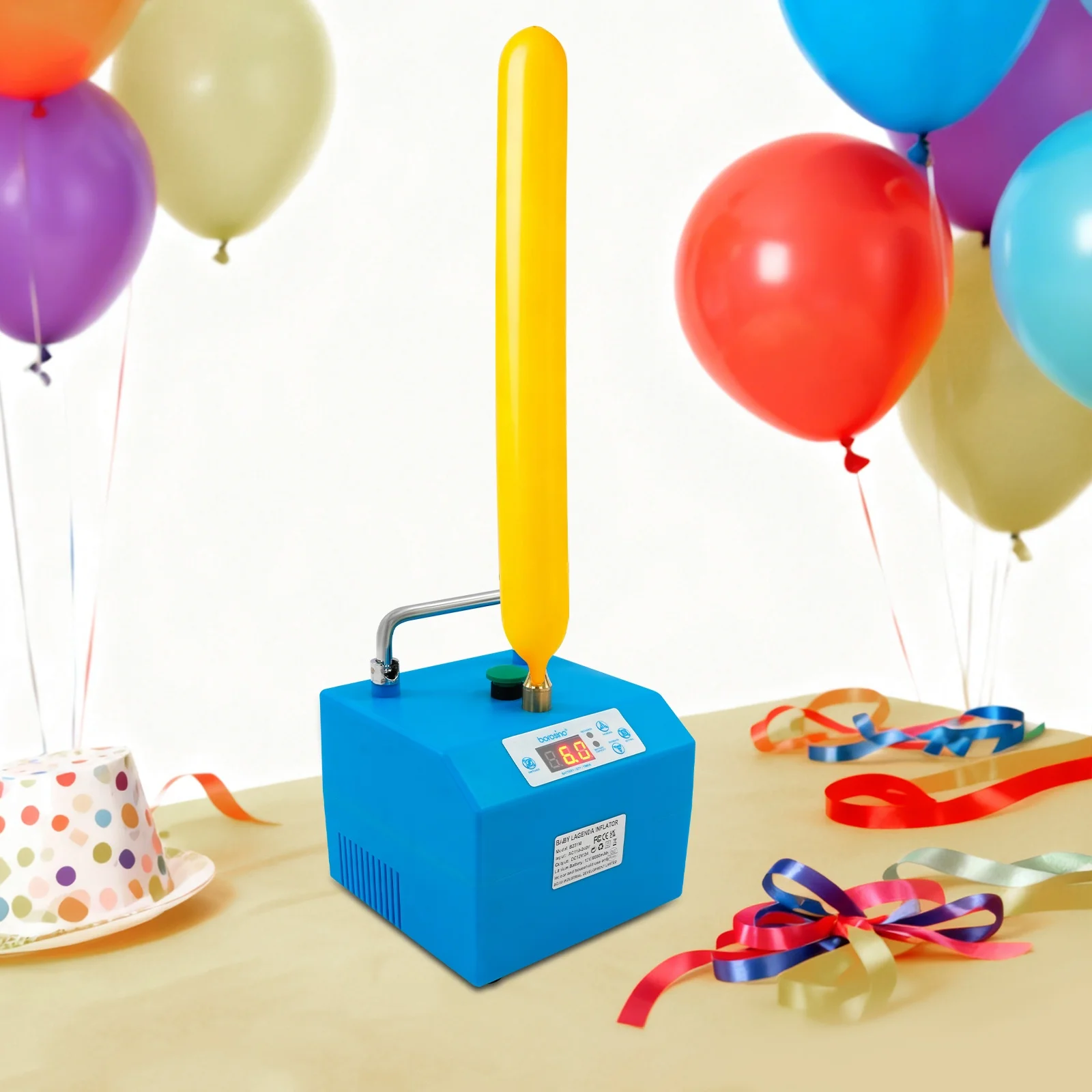 Blue Electric Balloon Inflator Pump, Portable Electric Balloon Pump US Standard, Electric Balloon Pump With Timer & Pedal Control