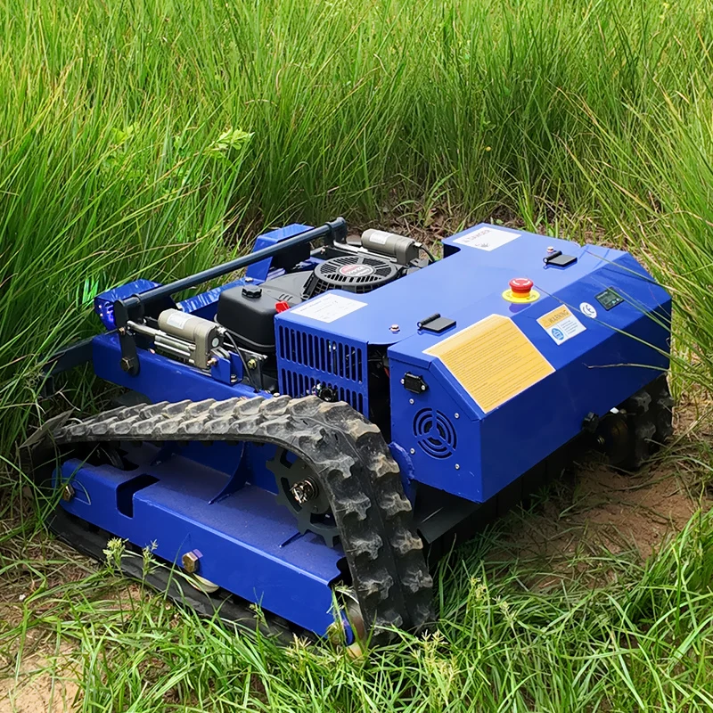 Mesin pemotong rumput robot taman dengan kontrol jarak jauh nirkabel, kapasitas mesin 125cc, standar emisi Euro 5.
