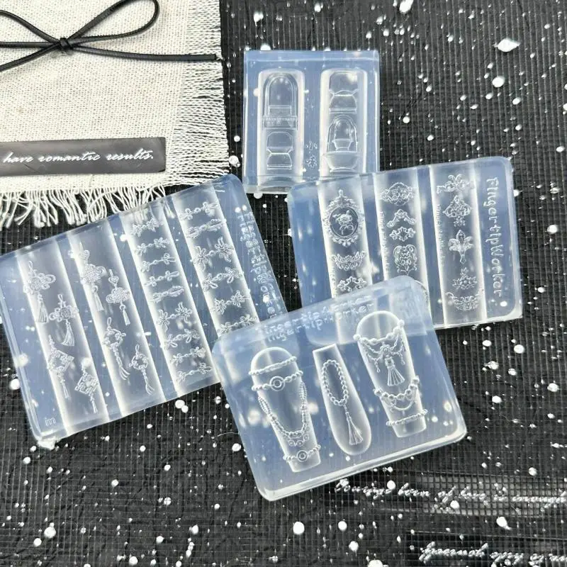 사랑스러운 꽃 무늬 3D 실리콘 네일 조각 금형, 복고풍 중국 매듭 테마의 DIY 매니큐어 도구