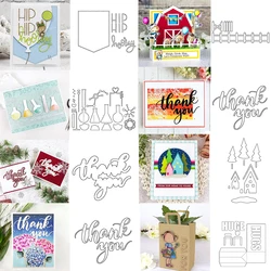Thank You Words Paper Box Metal Cutting Dies Hip Hooray Farm Fence Chemistry Set Die For DIY Scrapbooking Card Craft Making