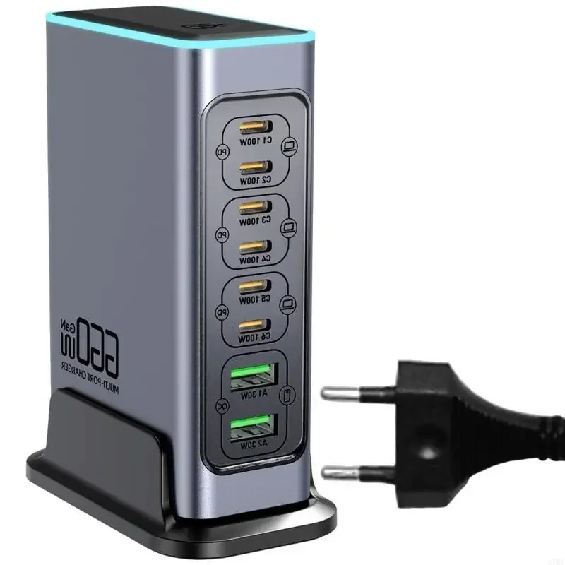

8-портовое многопортовое настольное зарядное устройство USB C, адаптер для быстрой зарядки мобильного телефона, высокоскоростная зарядка для ноутбука и т. д.