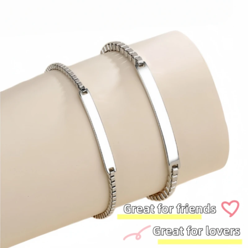 

2Pcs Minimalist Silver Box Chain Couple Bracelets Set, Plain Flat Bar Matching Bracelets, Fashion Jewelry Accessories for Lovers, Best Friends & Birthday Gifts.