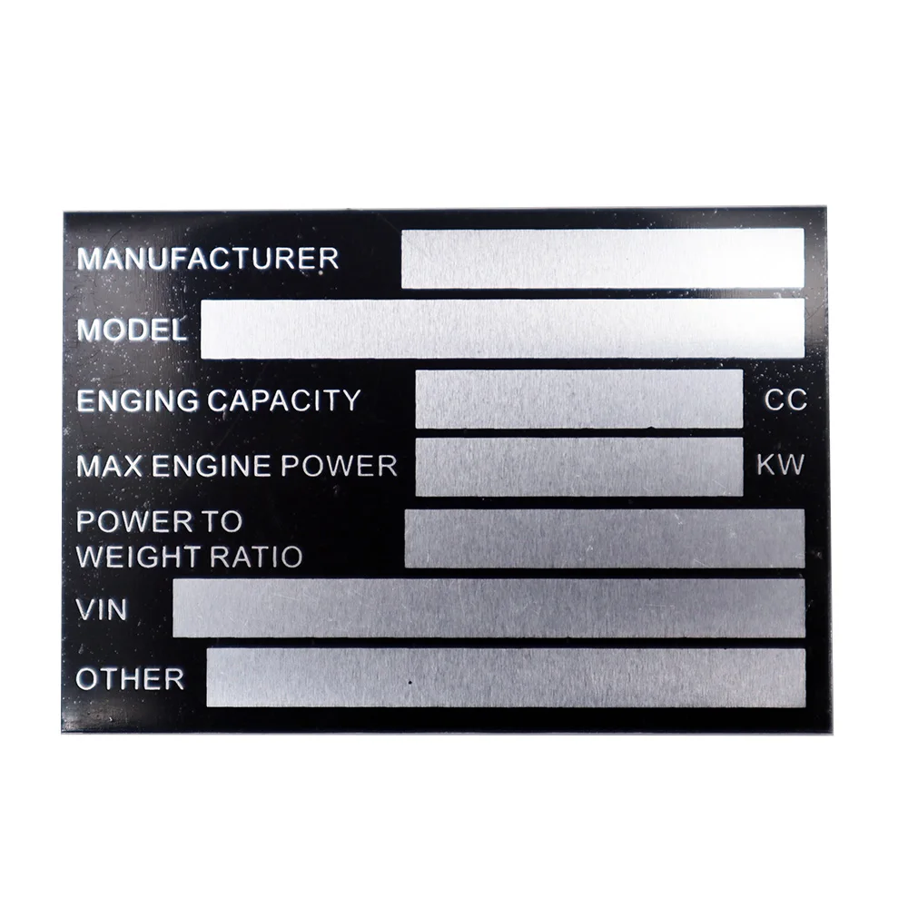 10-PACK VEHICLE TRUCK BOAT Trailer Blank VIN & Weight AXLE Chassis Plate 95mm x 65mm Identification Number