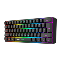 HXSJ L500 Tri-mode Wireless 61-Key Compact Membrane Keyboard Mini Keyboard RGB Full-color Backlight Wired BT5.0 2.4G Keyboard