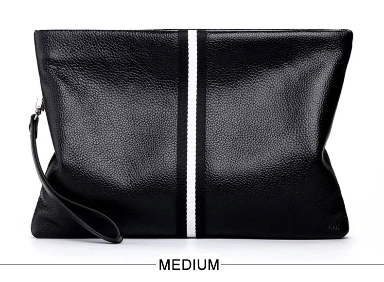SENOFAN Authentic Hand Bag Men Stripe Real Leather Cowhide Clutches Male Pouch Wallet Designer Envelope Bag Korean Edition Hot