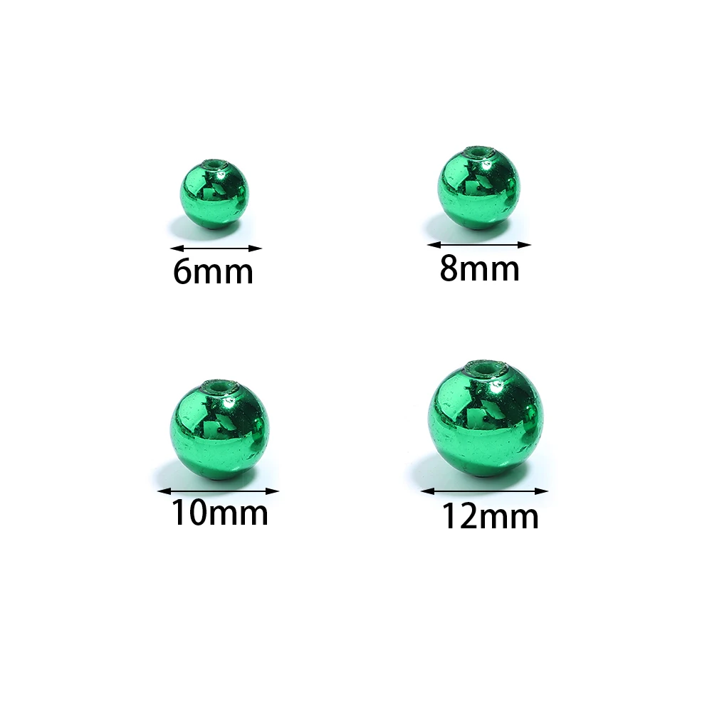 

50-200 шт. 6/8/10/12 мм рождественские акриловые бусины для изготовления ювелирных изделий зеленый, красный цвет, свободные бусины-разделители, браслет «сделай сам», оптовая продажа