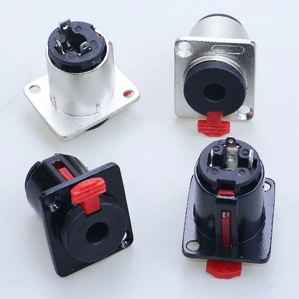 1-2PCS 6.35mm Stereo Female Socket  Audio Jack Panel Mount XLR Connector Speaker Plug Microphone MIC Cable Terminal Chassis - view 3