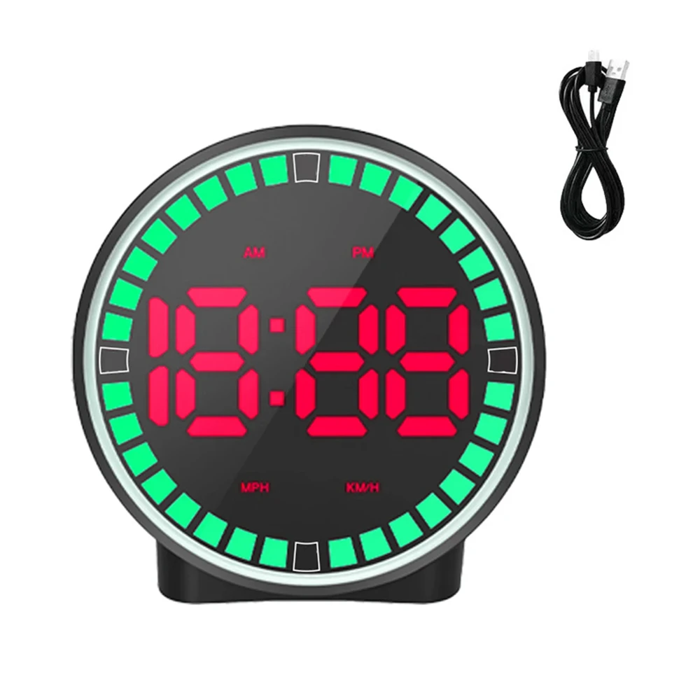 

Автомобильный HUD Спидометр GPS Приборная панель 7-цветная подсветка Предупреждение о превышении скорости Большие шрифты Plug and Play Универсальный