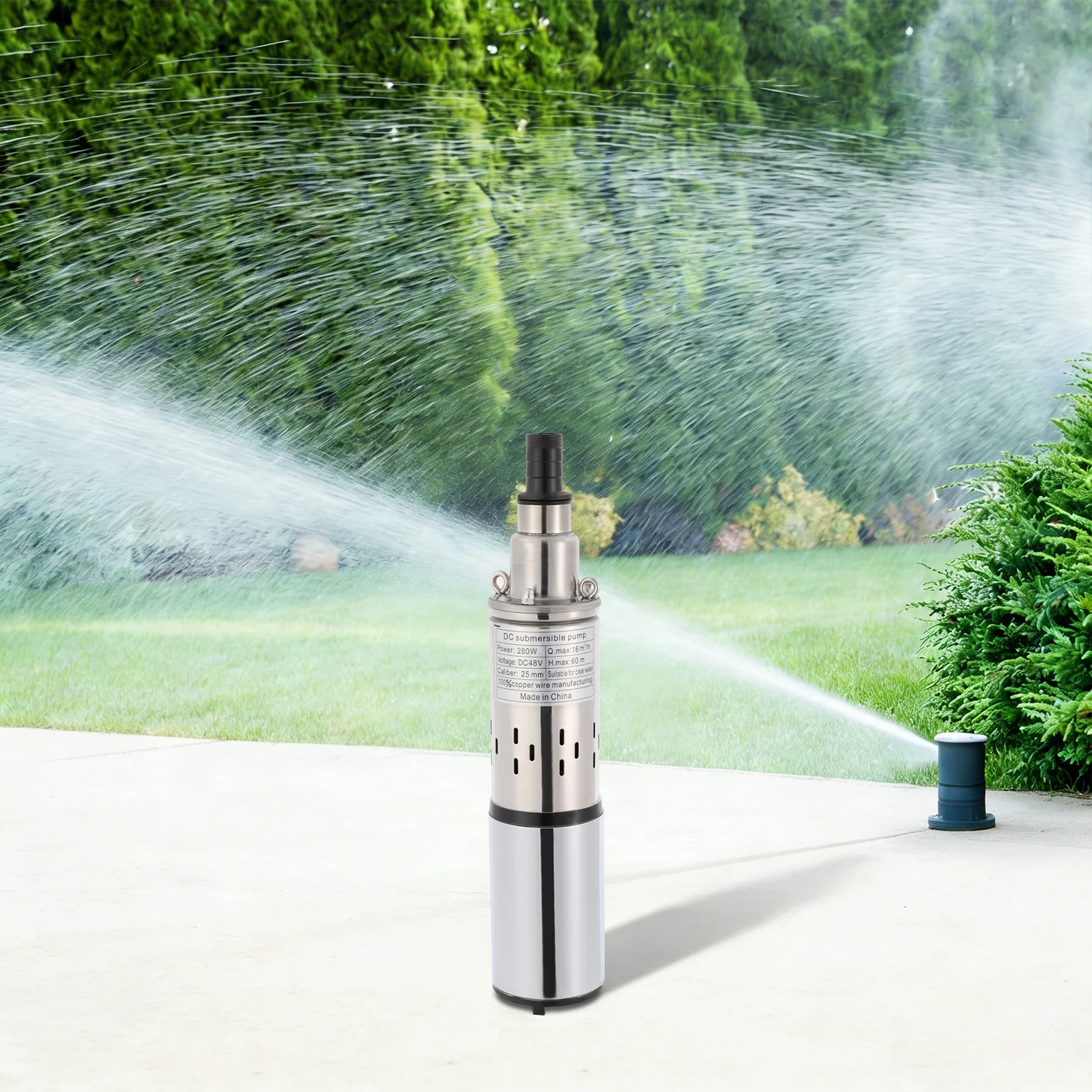 Lift 40-60m, 17m Cord Length, 48V DC Solar Pump, Deep Well Submersible Water Pump, Irrigation Garden Home Agricultural