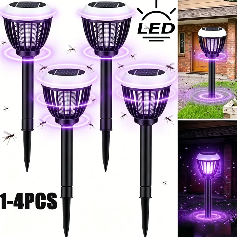

1/2/4pcs Solar Powered LED Mosquito Killer Lamp Waterproof Outdoor Indoor for Home Garden Patio Bug Zapper Light
