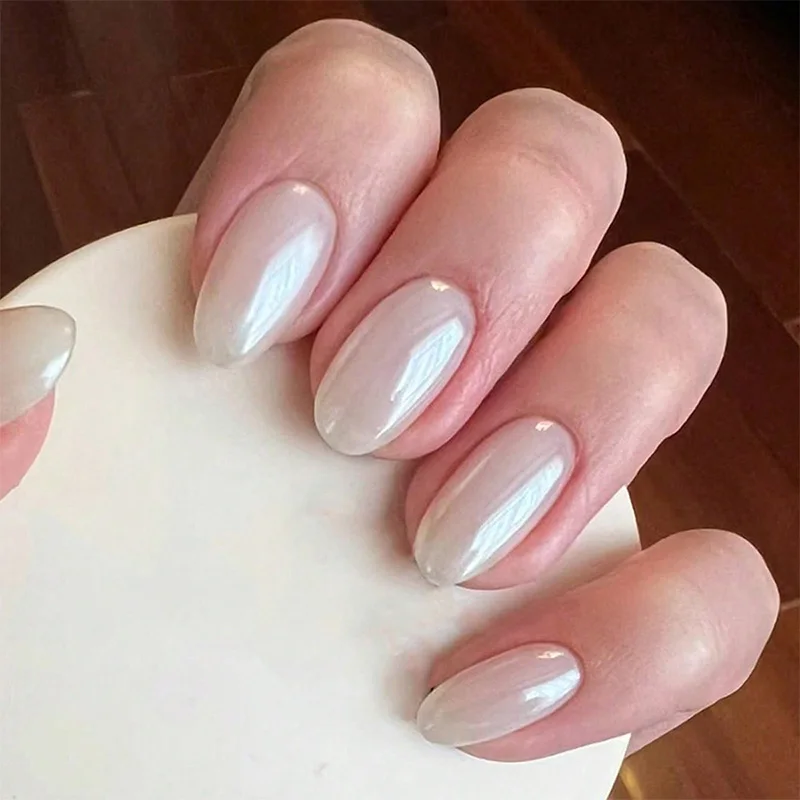 24 قطعة الفرنسية بسيطة الصحافة على الأظافر اللوز مربع الأظافر كاذبة غطاء كامل انفصال مسمار نصائح مع هلام الغراء فنجر الديكور #3