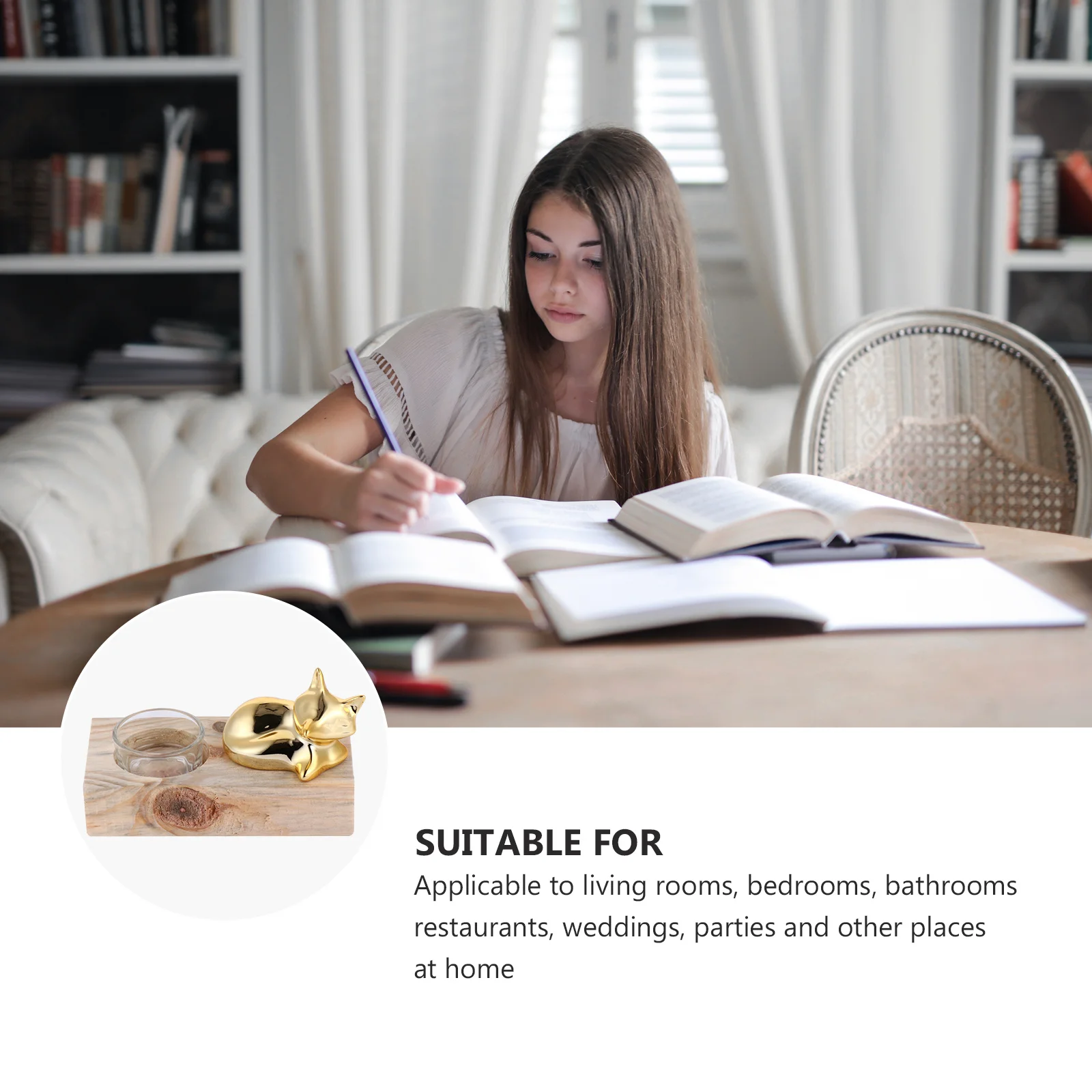 مجموعة واحدة من الشمعدان الخشبي الذهبي مصنوعة من مادة ممتازة لتزيين المنزل لغرفة المعيشة وغرفة النوم والحمام هدية سهلة الوضوح #1