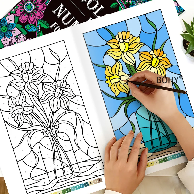 A Coloring Book for Adults, Themed with Animals/flowers/mandalas, A Meditation and Stress Relief Book, 32 Different Patterns