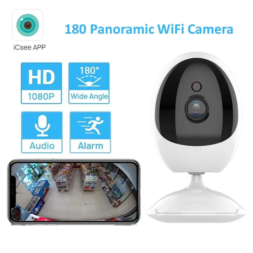 ICSEE-Cámara de ojo de pez de 180 grados, gran angular, 1,44mm, lente de visión nocturna, 1080P, seguridad para el hogar, VR, Wifi, cámara