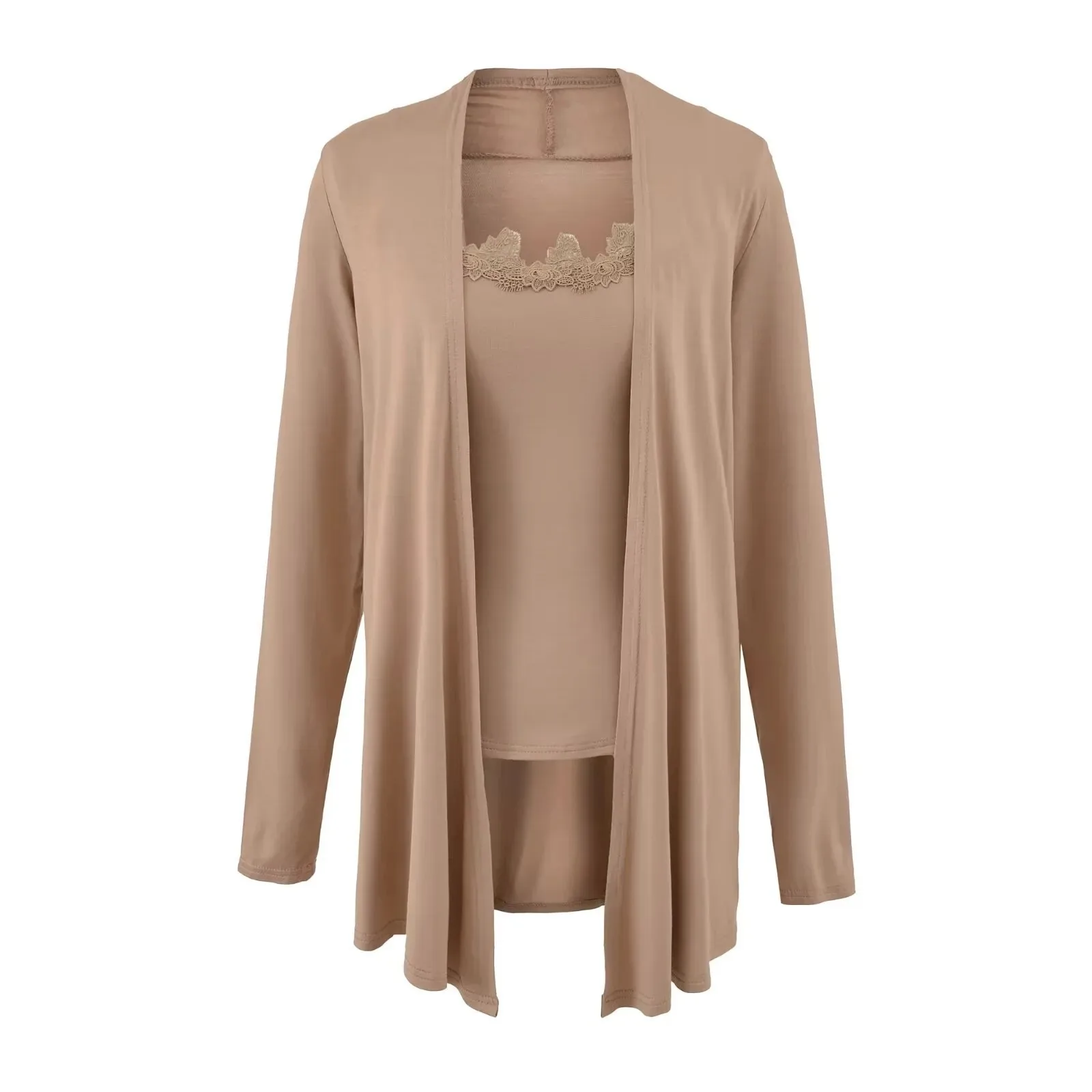 Novo coreano mangá moda figura camisola sexy conjuntos de duas peças topo para as mulheres outono novo colete de renda manga longa cardigan jaqueta ek3f