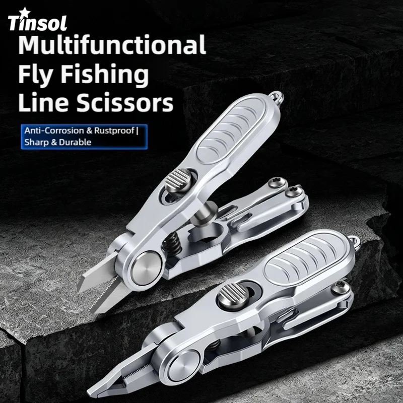 TINSOL Multifunctional Mini Fishing Line Scissors, Convenient Stainless Steel Bait Scissors, Outdoor Fishing Accessory Tool