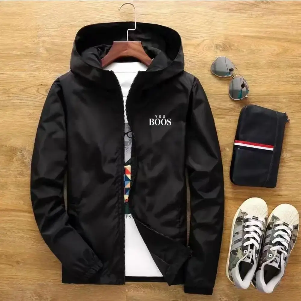 

2024 Spring Autumn New Men Hooded Casual Sports Lightweight Jackets Zipper Tracksuits Windbreaker Fashion Outdoors Fishing Coats