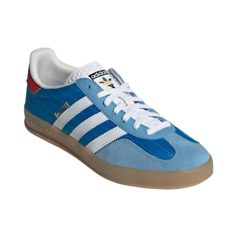 Adidas Originals Gazelle Indoor Męskie i damskie buty na deskorolkę Antypoślizgowe, odporne na zużycie i wygodne niebieskie