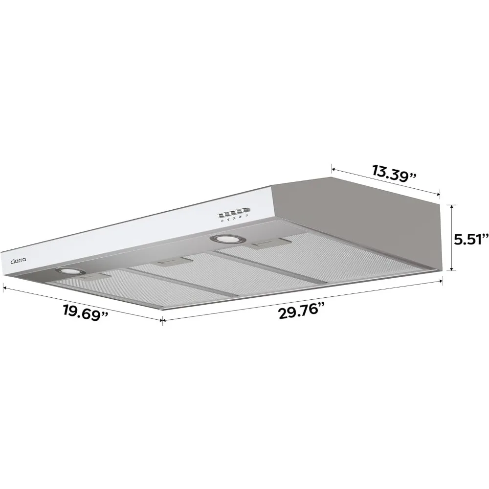 Campana extractora para debajo del gabinete, conducto Convertible sin conductos de 30 pulgadas, campana de ventilación de estufa para cocina con ventilador de escape de 3 velocidades