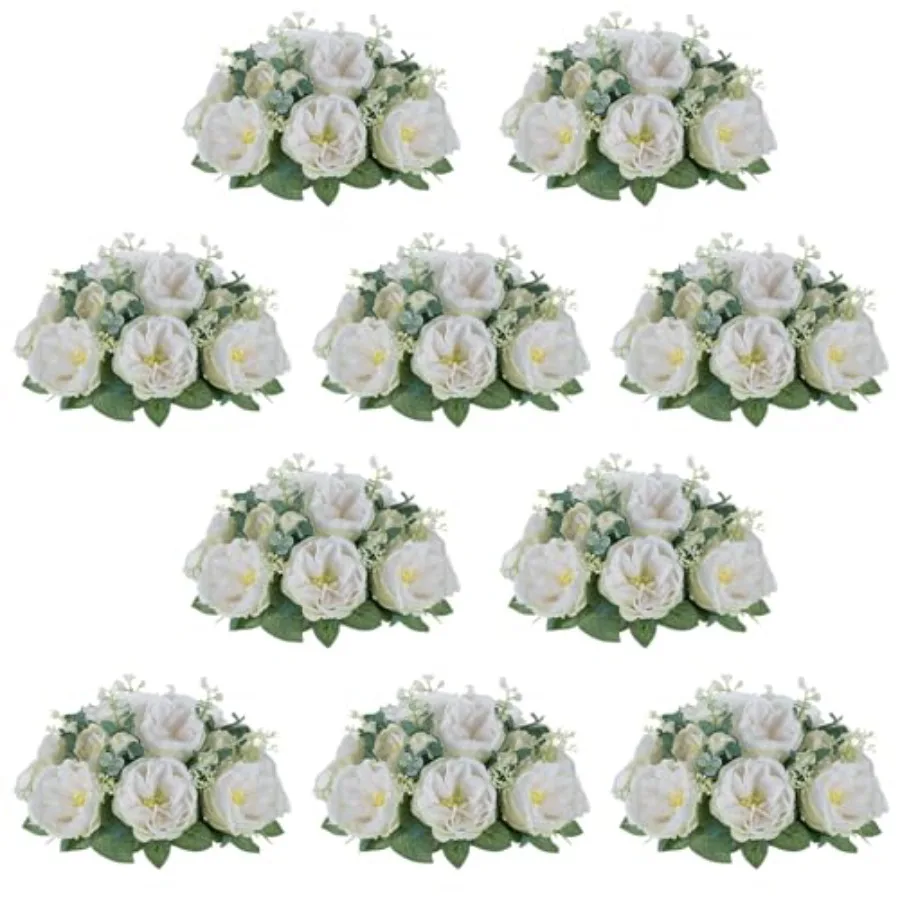 

Artificial Flowers Ball Centerpieces: 9.8 Inch Diameter Fake Kissing Rose Floral Balls for Wedding Party Bridal Shower Valentin