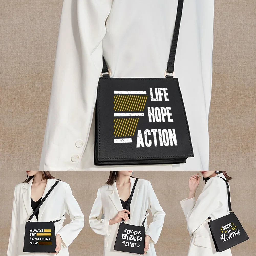 Women Shoulder Square Bags 2024 New Style Crossbody Case Messenger Bags Commuter All-Match Design Ladies Handbags Phrase Series