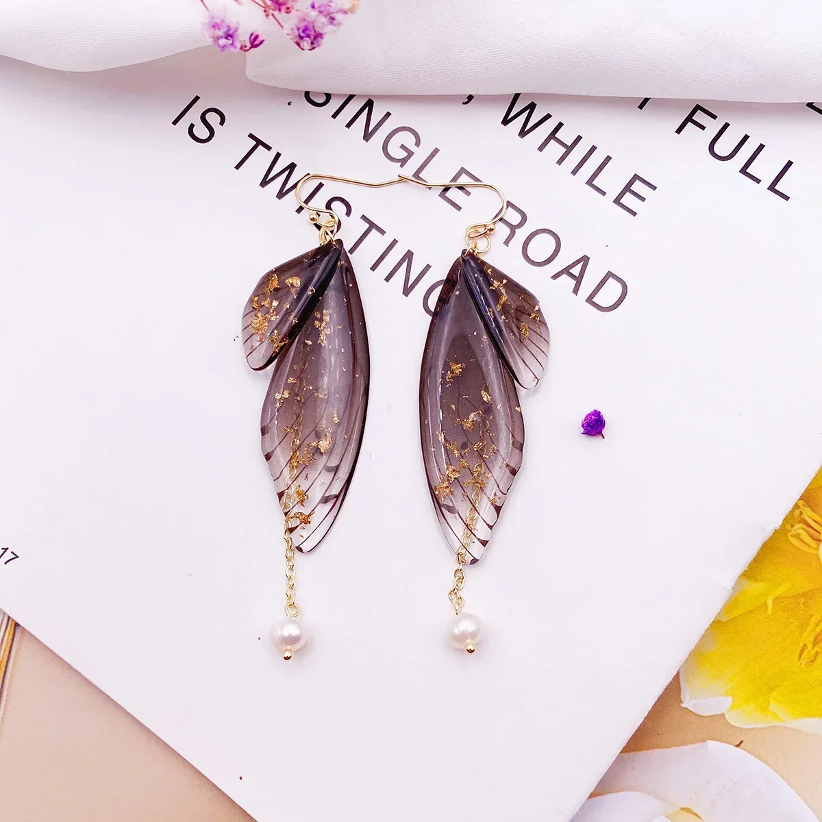 Minar Rainbow Gradient Resin Butterfly Dangle Earrings