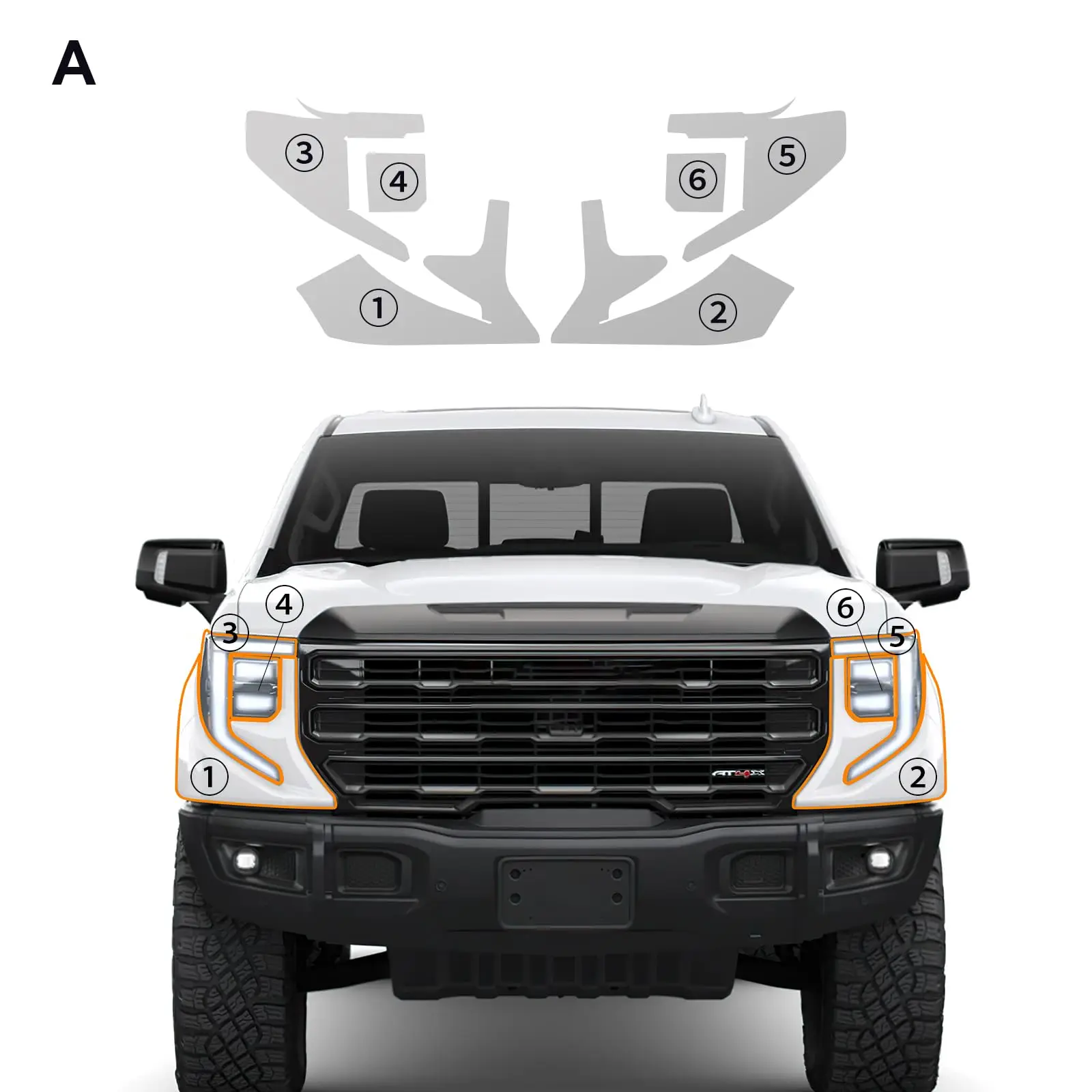 For 2022-2024 GMC Sierra 1500 Car TPU Pre-cut PPF Kit Scratch-resistant Front Bumper Hood Engine Transparent Protective Film