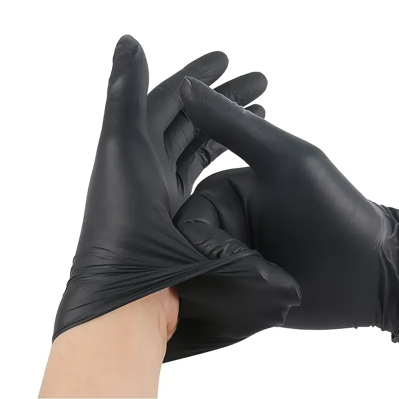 20/50/100PCS Black Nitrile Gloves Disposable Thickened Durable Household Cleaning Gloves for Kitchen Cooking Hair Dyeing Tattoo