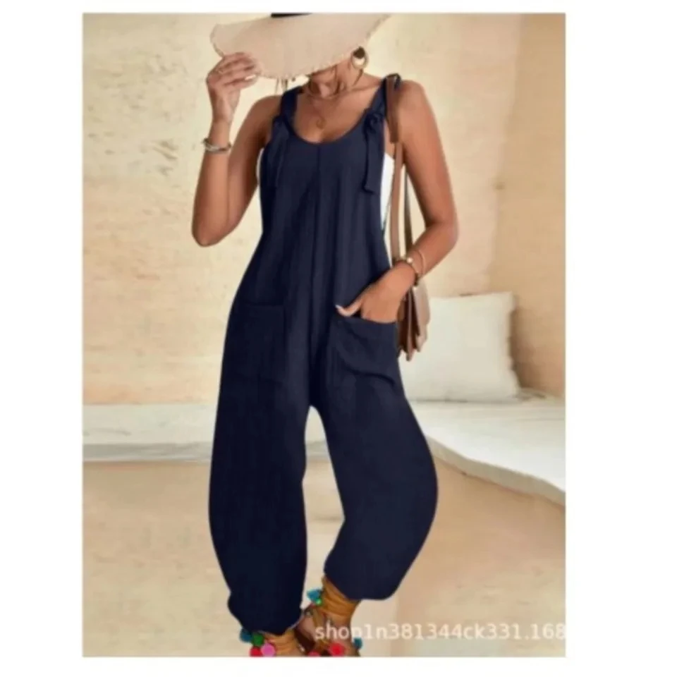 Fashion Halter Pants Women's One-piece Pants Summer Casual Loose Insert BagFemale Vacation One-piece Pants Women Chic Streetwear