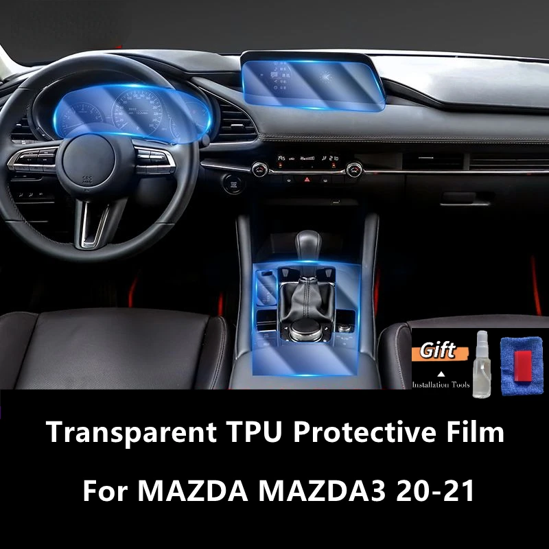 Película protectora de TPU transparente para consola central de coche, accesorios de película de reparación antiarañazos para MAZDA MAZDA3 20-21