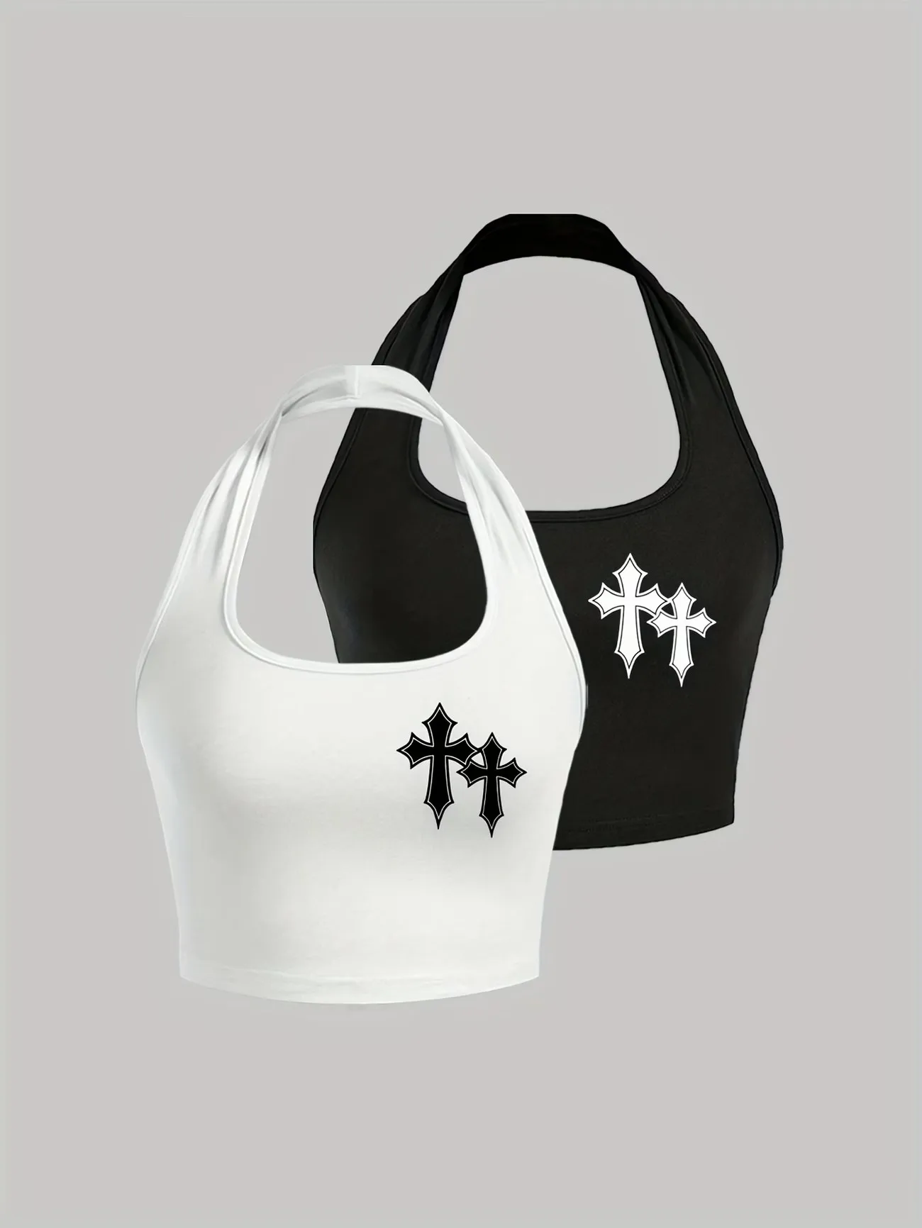 2 Stück Modische Neckholder-Tops Trendige Sexy Damen Sommer Neckholder-Top Y2k Ärmellose Tanktops Schicke Weste Shirt Tanktop für Mädchen und Frauen