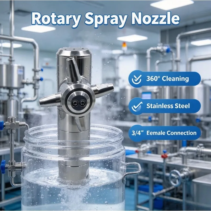 3D Spray Rotating Can Cleaning Nozzle High Impact 4 Head Rotating Can  360 Degree Cleaning