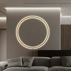 Modern Led Ring Circle Wall Mounted Lamps for Living Room Bedroom Hallway Round Background Sconce Light Decoration Lighting