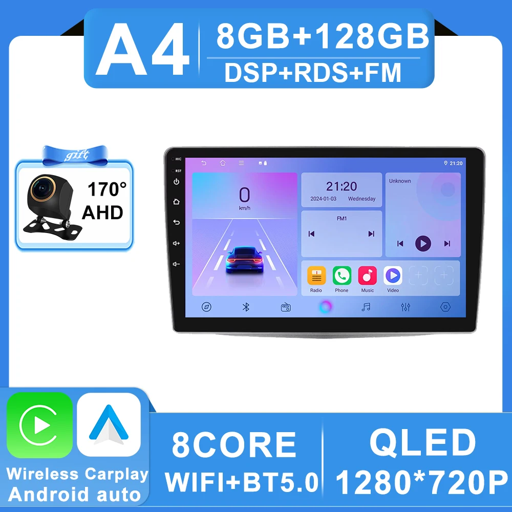 Android 16 Autoradio Stereo Voor Alfa Romeo MiTo 955 2008-2016 Auto Cireless Carplay GPS Navigatie Multimedia Video speler 2Din