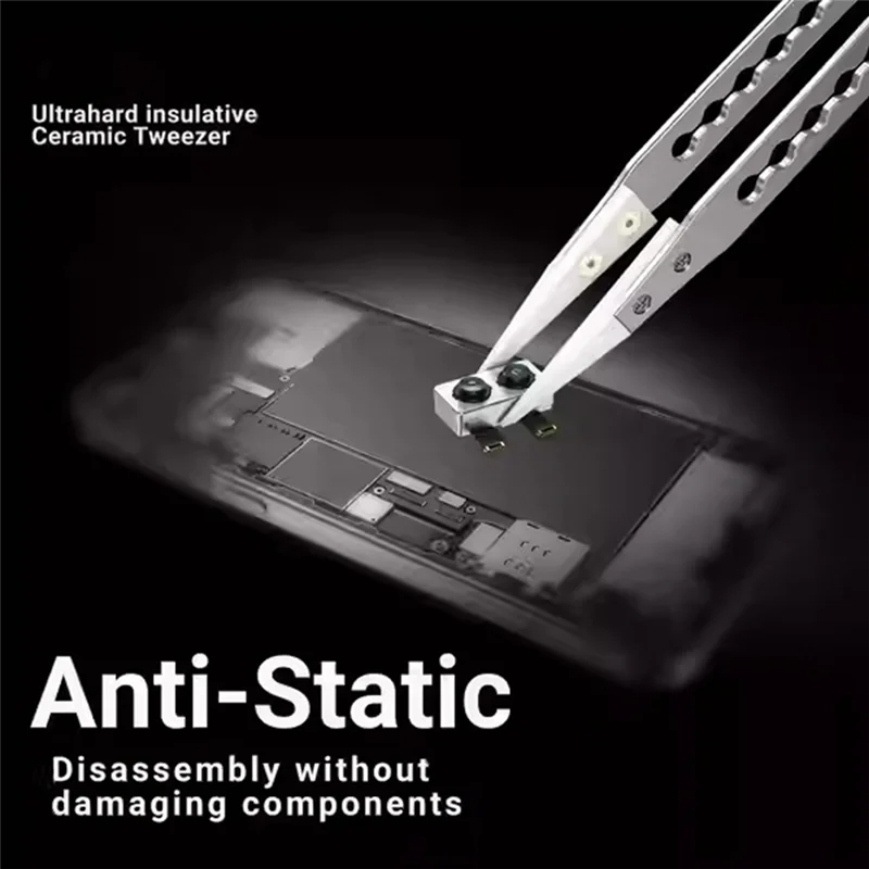 ABFS Pinças não magnéticas de liga de titânio, 4 unidades, antiestáticas, resistentes à corrosão, para placa-mãe precisa, pinça de reparo de joias
