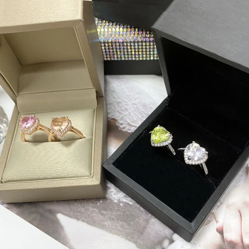 

MDLFES Moissan Diamond Style Versa French Love Apple Green Adjustable Ring Plated 18K Gold Premium