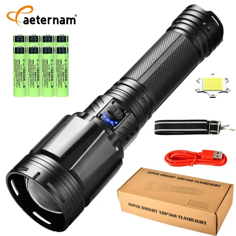 High Power Super Bright 15000lm Power Bank Waterproof P360 Rechargeable Usb Led Tactical Torch Light  Flashlights