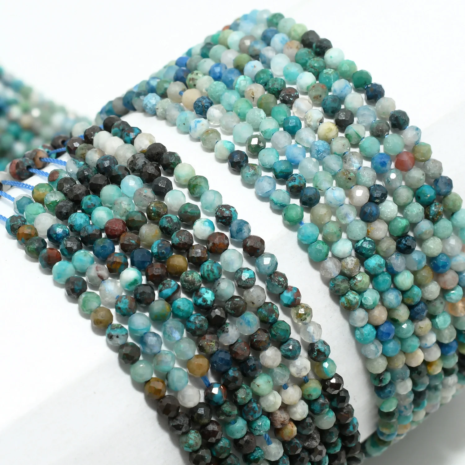 Natural Shattuckite Chrysocolla Faceted Round Beads 2.5mm-2.7mm