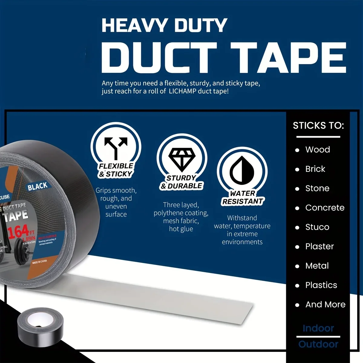 Black Super Adhesive Fabric Duct Tape Electric Bicycle Seat Repair Tarpaulin Repair Black Cloth-based Adhesive Tape Packing Tape