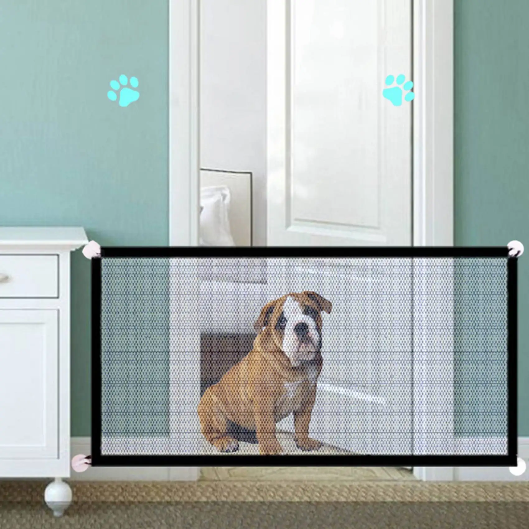 AT33 2X Magic Gate Portable Folding Mesh Baby Safety Fencing Gate Protection Indoor And Outdoor Safe Guard For Kids And Pets - view 5